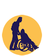 Silhouette of a wheelchair