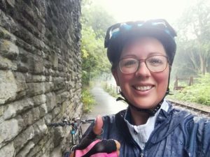 Judith cycled in all weather conditions to complete her challenge