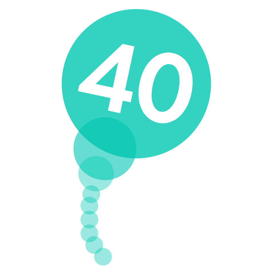 A balloon with 40 on it